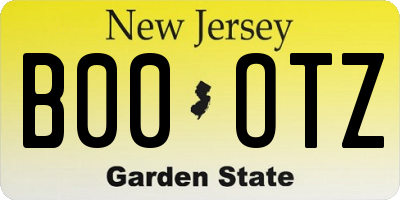 NJ license plate B00OTZ
