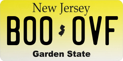 NJ license plate B00OVF