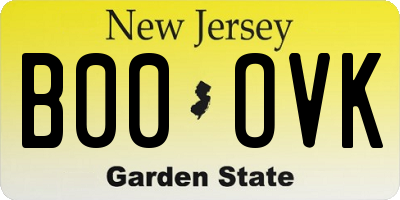 NJ license plate B00OVK