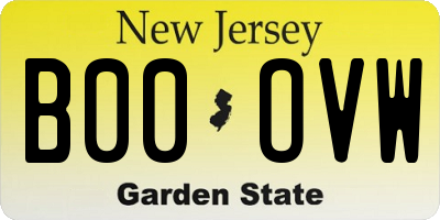NJ license plate B00OVW