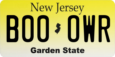 NJ license plate B00OWR