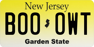 NJ license plate B00OWT