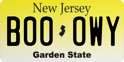 NJ license plate B00OWY
