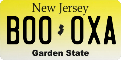 NJ license plate B00OXA