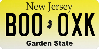 NJ license plate B00OXK