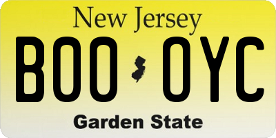 NJ license plate B00OYC