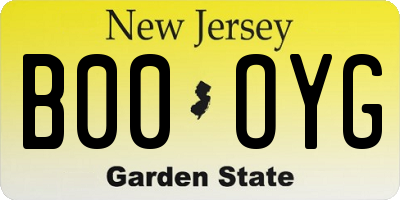 NJ license plate B00OYG