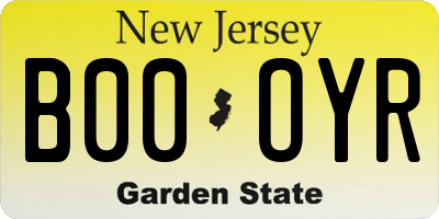 NJ license plate B00OYR