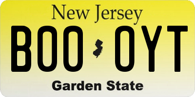 NJ license plate B00OYT