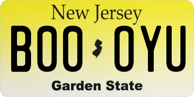 NJ license plate B00OYU