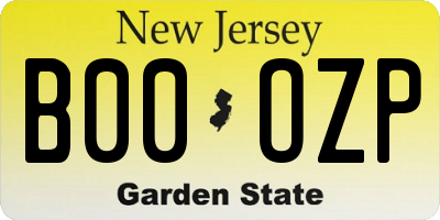 NJ license plate B00OZP