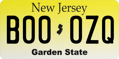 NJ license plate B00OZQ