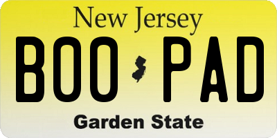 NJ license plate B00PAD