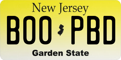 NJ license plate B00PBD
