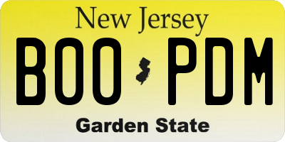 NJ license plate B00PDM