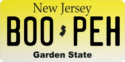 NJ license plate B00PEH