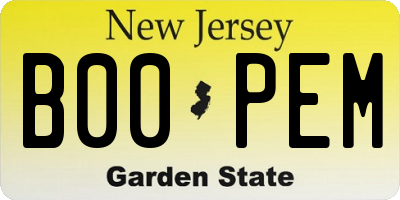 NJ license plate B00PEM