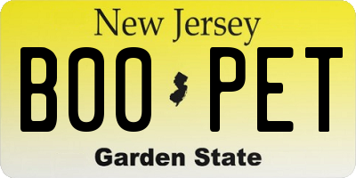 NJ license plate B00PET