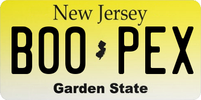 NJ license plate B00PEX