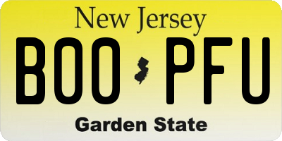 NJ license plate B00PFU