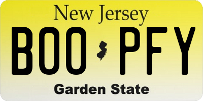 NJ license plate B00PFY