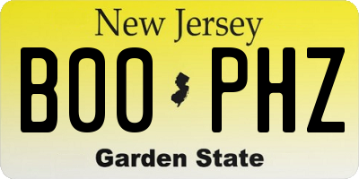 NJ license plate B00PHZ