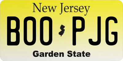 NJ license plate B00PJG