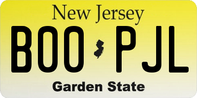 NJ license plate B00PJL