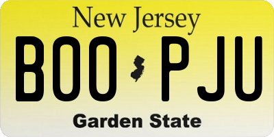 NJ license plate B00PJU