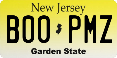 NJ license plate B00PMZ