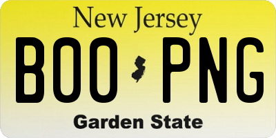 NJ license plate B00PNG