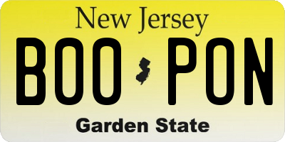 NJ license plate B00PON