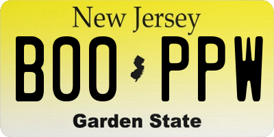 NJ license plate B00PPW