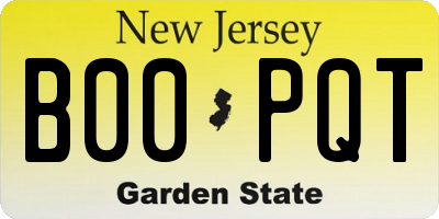 NJ license plate B00PQT