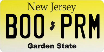 NJ license plate B00PRM