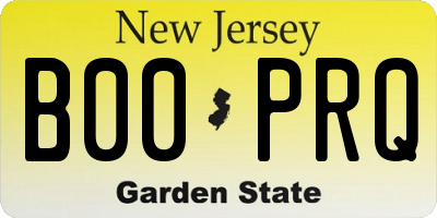 NJ license plate B00PRQ