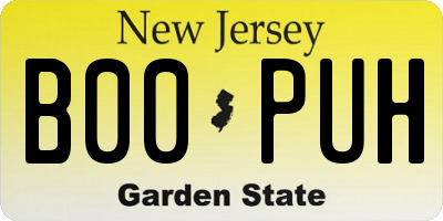 NJ license plate B00PUH