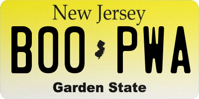 NJ license plate B00PWA