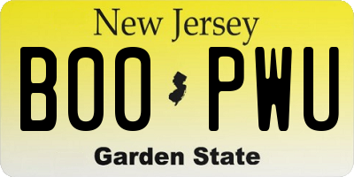 NJ license plate B00PWU