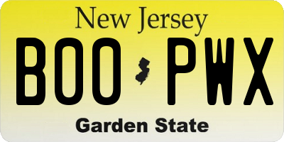 NJ license plate B00PWX