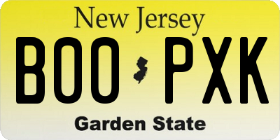 NJ license plate B00PXK