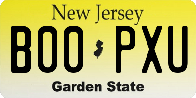 NJ license plate B00PXU