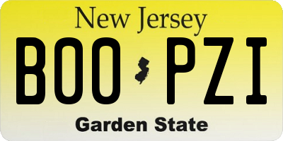 NJ license plate B00PZI