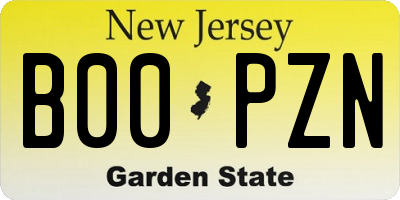 NJ license plate B00PZN