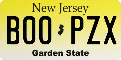 NJ license plate B00PZX