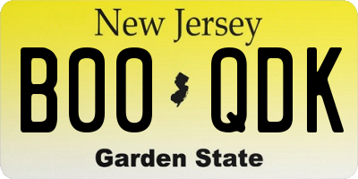 NJ license plate B00QDK