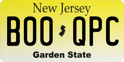 NJ license plate B00QPC
