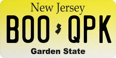 NJ license plate B00QPK