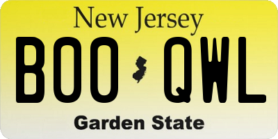 NJ license plate B00QWL