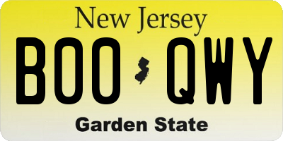 NJ license plate B00QWY